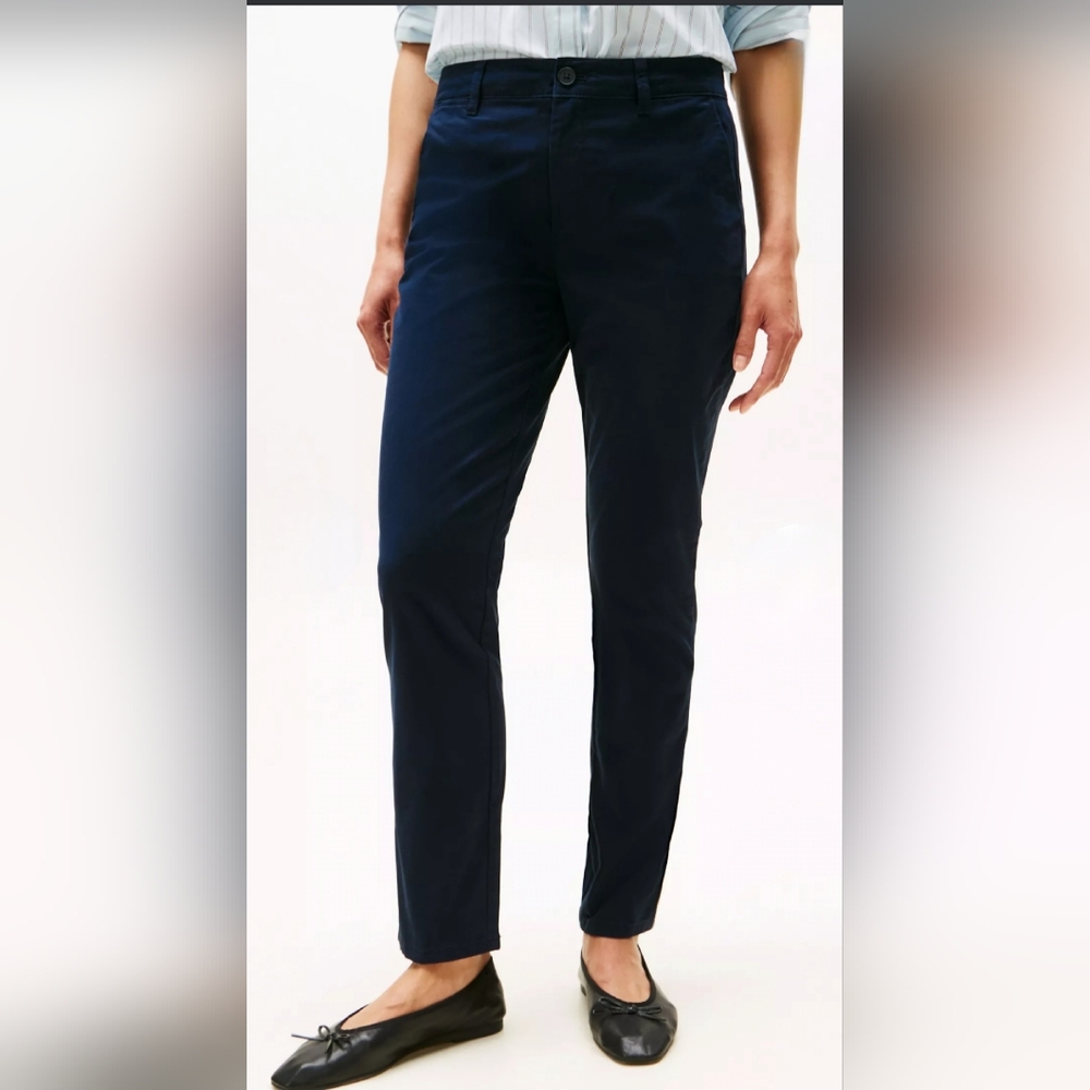 New Tommy Hilfiger Women's Pants Stretch Slim Fit Chino Navy Size 18